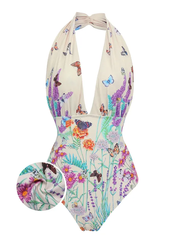 1960s Butterfly Halter One-Piece Bikini Set sold by Retro Stage