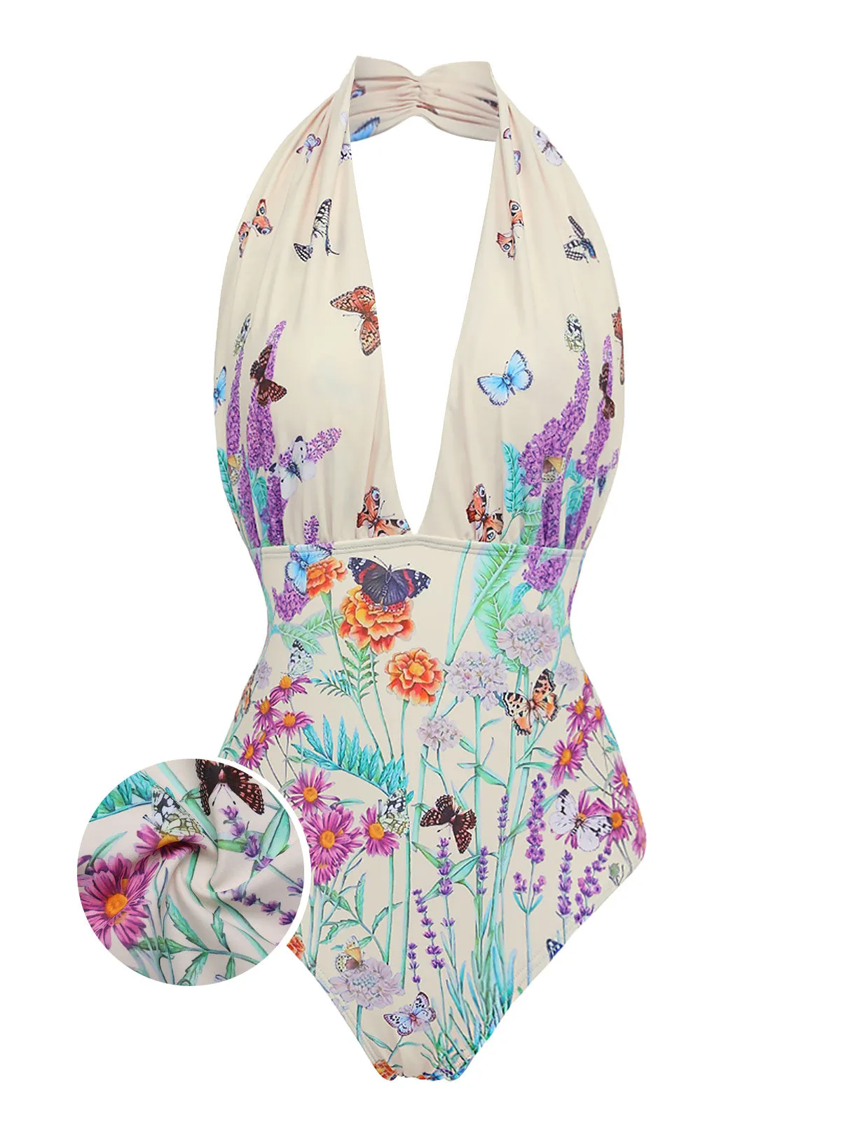 1960s Butterfly Halter One-Piece Bikini Set sold by Retro Stage