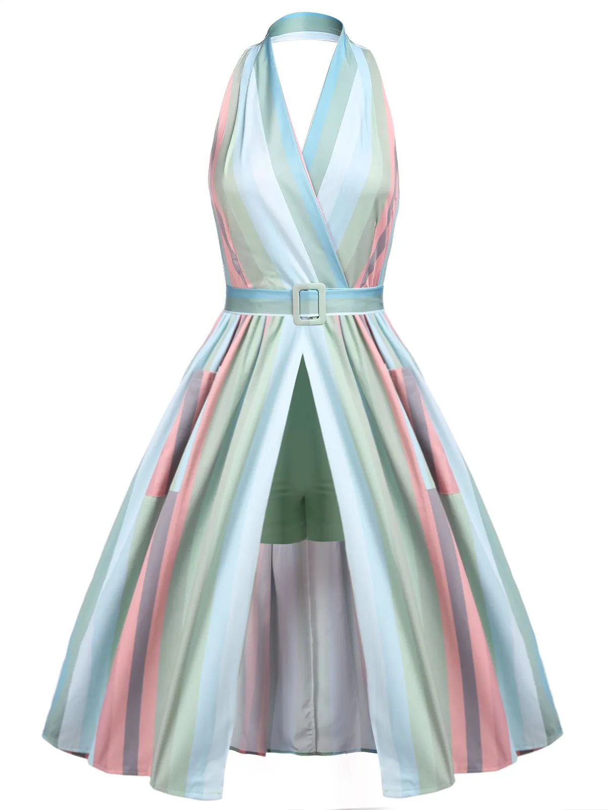 Rainbow 1950s Stripe Pocket Swing Dress sold by Retro Stage product image thumbnail 5
