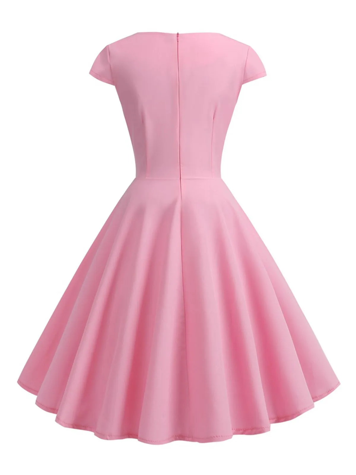 1950s Solid Heart Neck Short Sleeve Dress sold by Retro Stage product image thumbnail 4