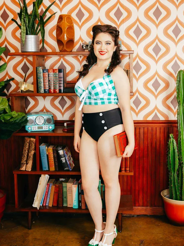 Green Checked Halter Bowknot Bikini Set sold by Retro Stage