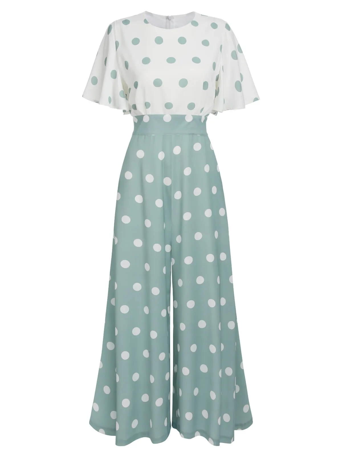 1930s Green White Splicing Polka Dot Jumpsuit sold by Retro Stage
