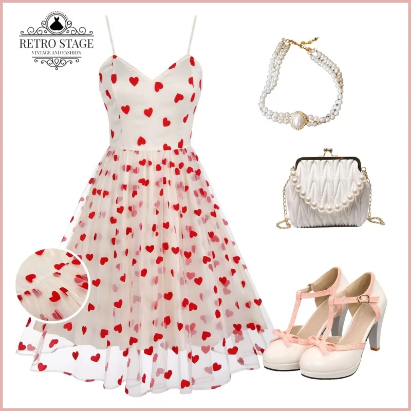 Heart 1950s Mesh Sling Dress sold by Retro Stage