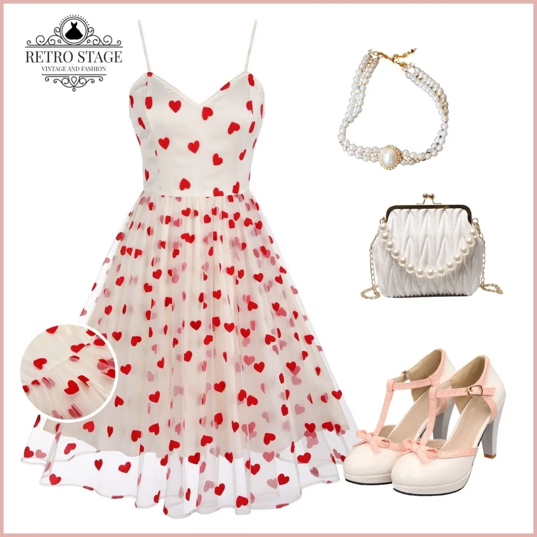 Heart 1950s Mesh Sling Dress sold by Retro Stage