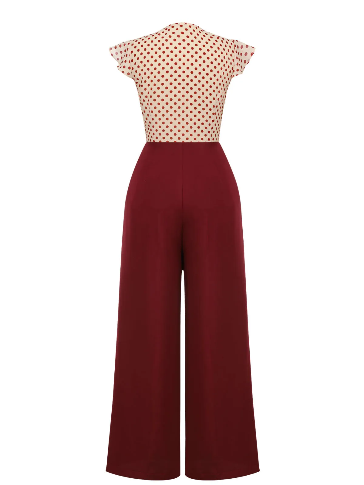 2PCS 1950s Red Polka Dot Blouse & Burgundy Pants sold by Retro Stage product image thumbnail 4