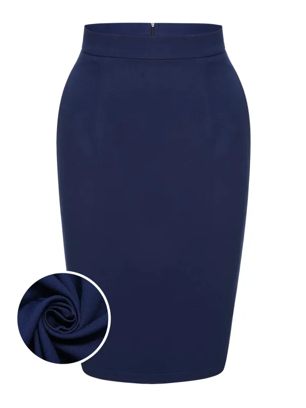 Blue 1960s Solid Back Split Pencil Skirt sold by Retro Stage