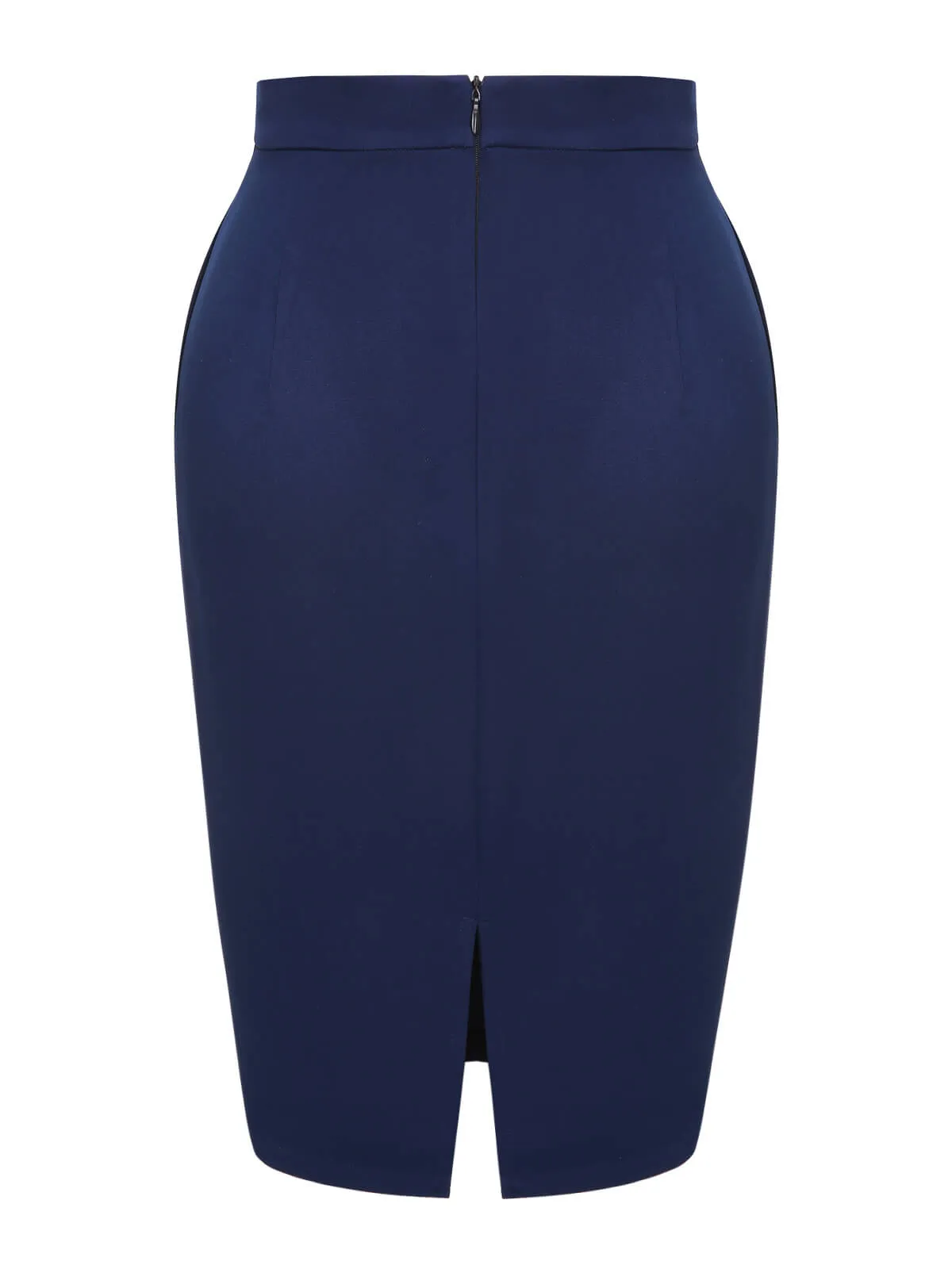 Blue 1960s Solid Back Split Pencil Skirt sold by Retro Stage product image thumbnail 4