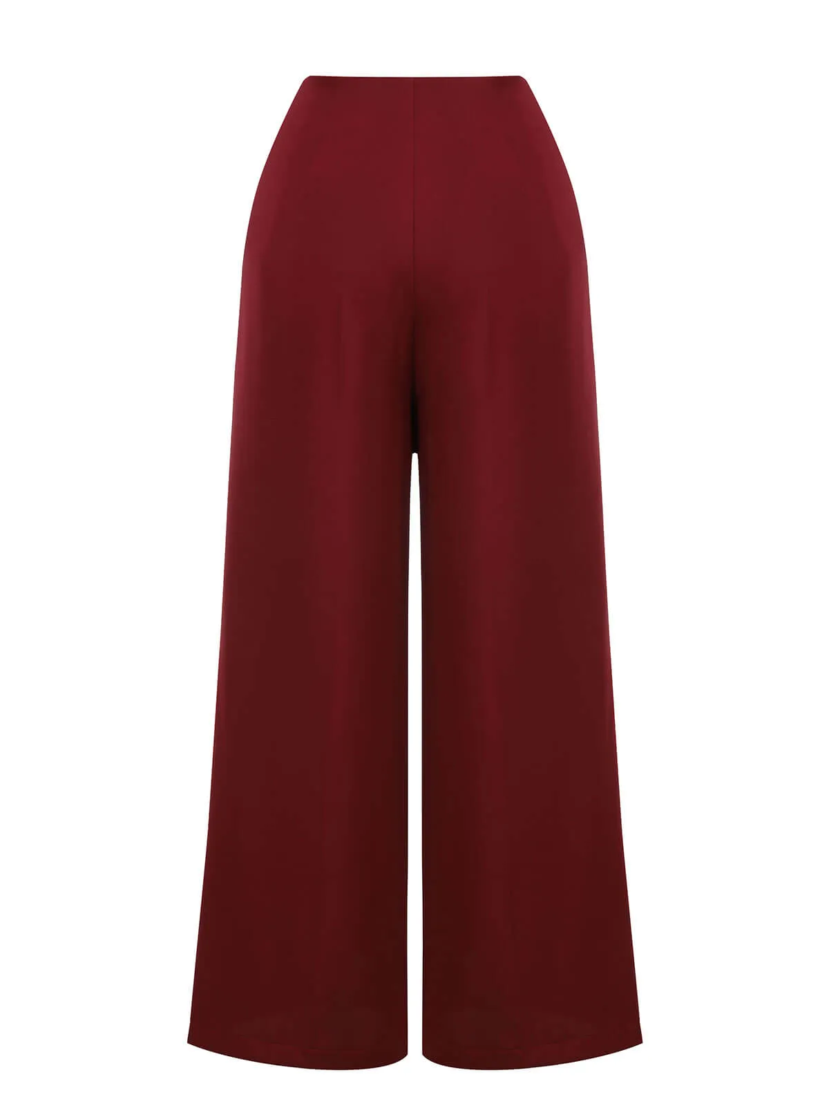 Red 1950s Burgundy Button Wide leg Pants sold by Retro Stage product image thumbnail 4