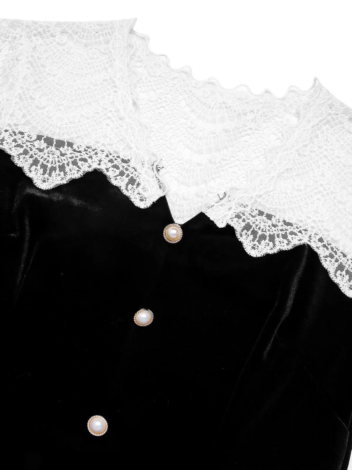 Black & White 1960s Lapel Patchwork Velvet Dress sold by Retro Stage product image thumbnail 5