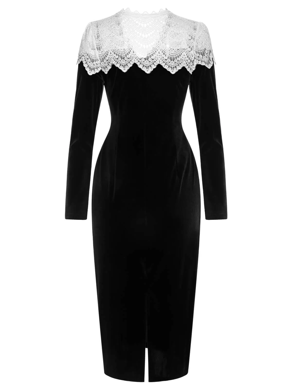 Black & White 1960s Lapel Patchwork Velvet Dress sold by Retro Stage product image thumbnail 4