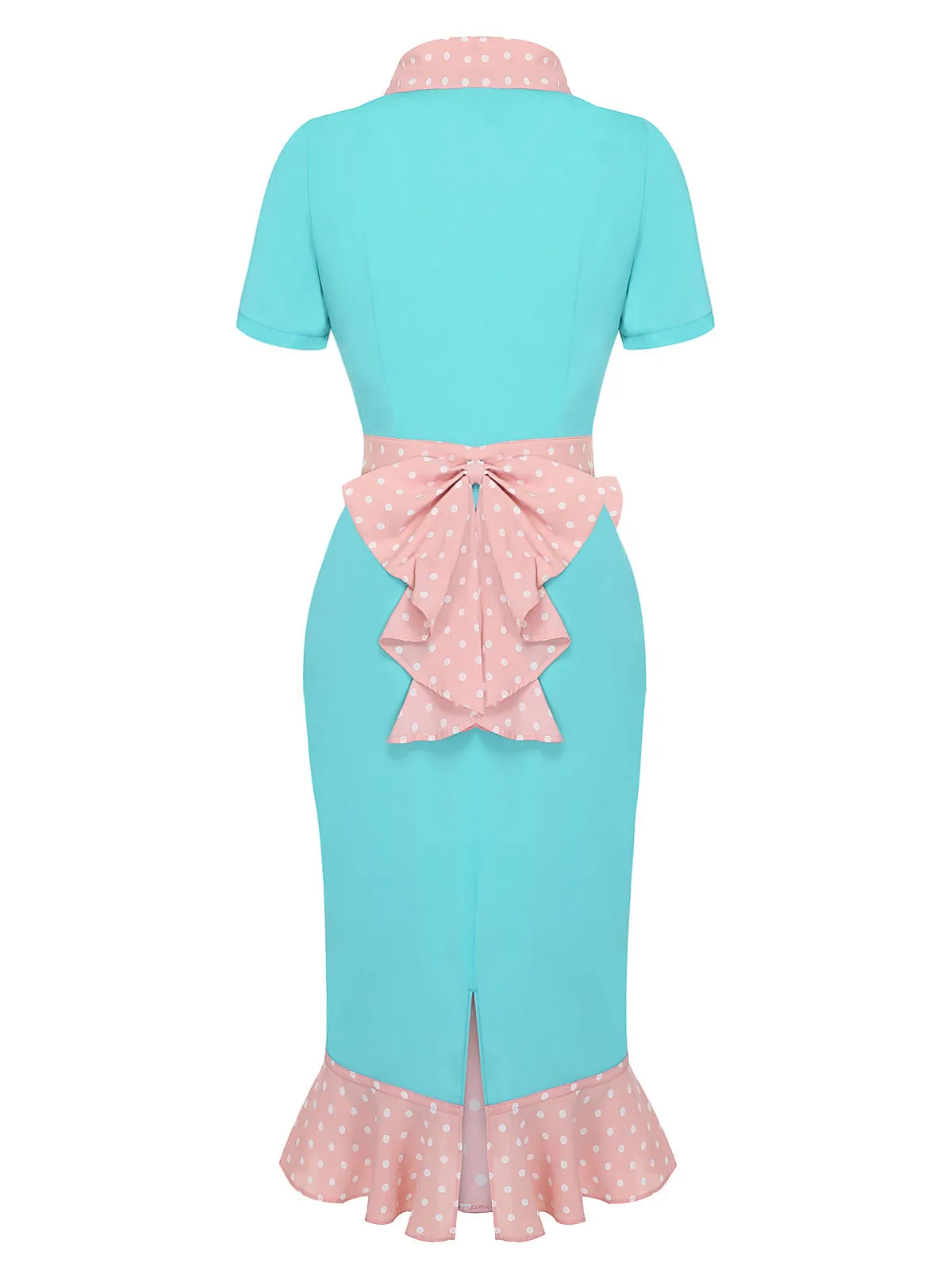 Turquoise 1930s Polka Dots Ruffles Dress sold by Retro Stage product image thumbnail 4