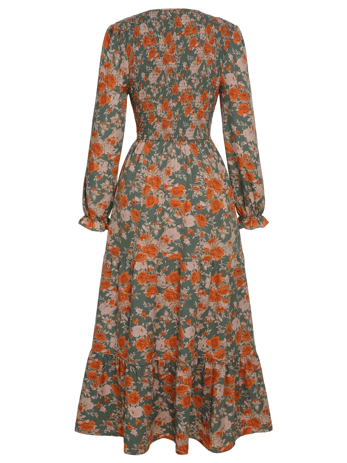 1940s V-Neck Floral Long-Sleeved Dress sold by Retro Stage product image thumbnail 4