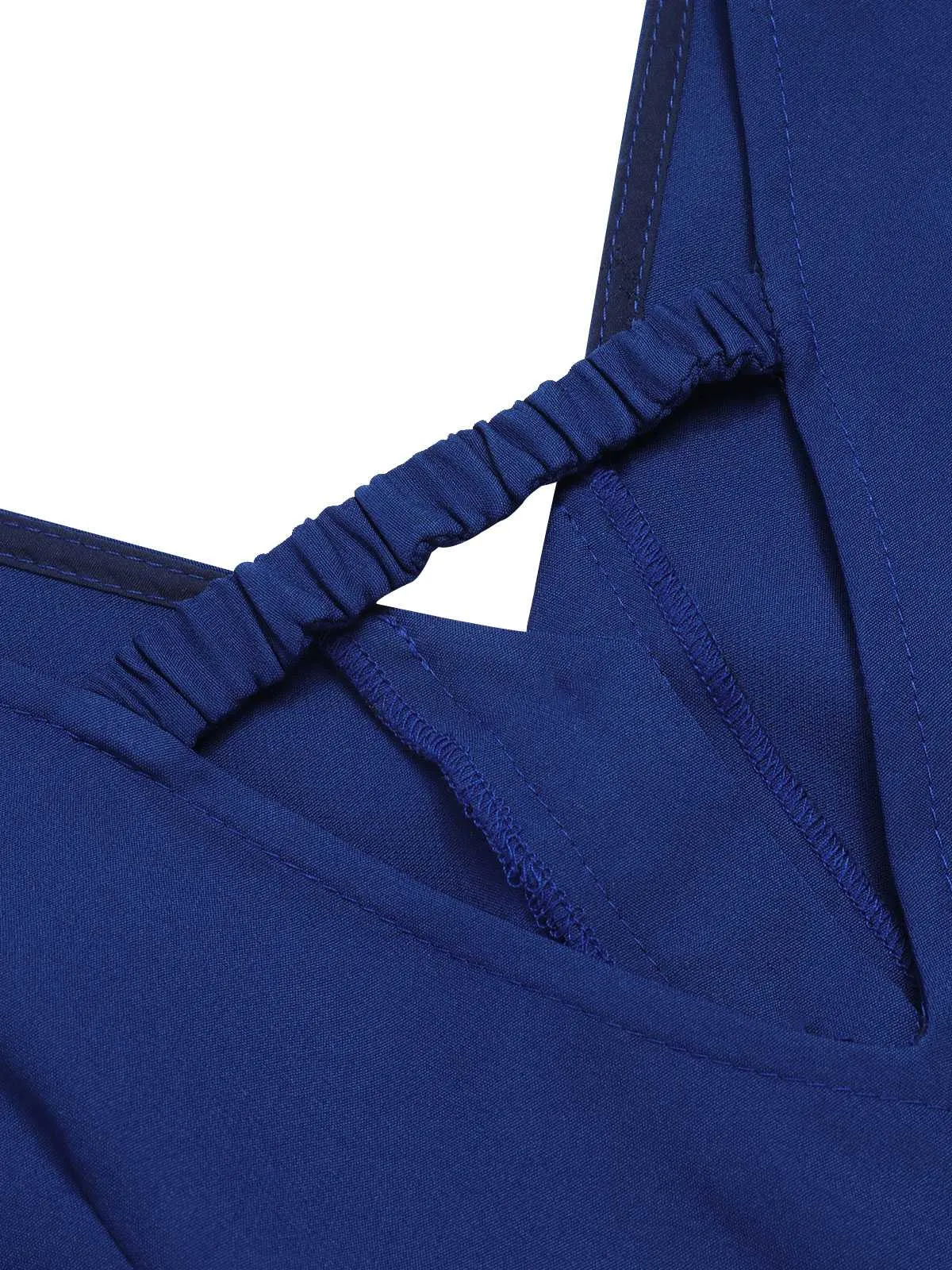 Blue 1950s Pleated Ruffles Vest Dress sold by Retro Stage product image thumbnail 5