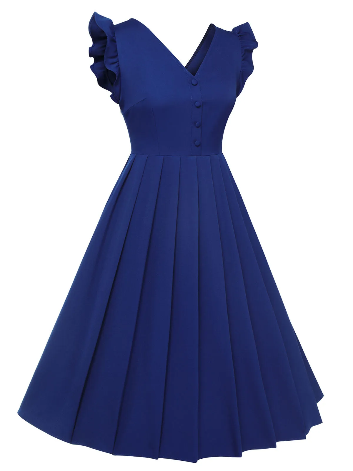 Blue 1950s Pleated Ruffles Vest Dress sold by Retro Stage product image thumbnail 3