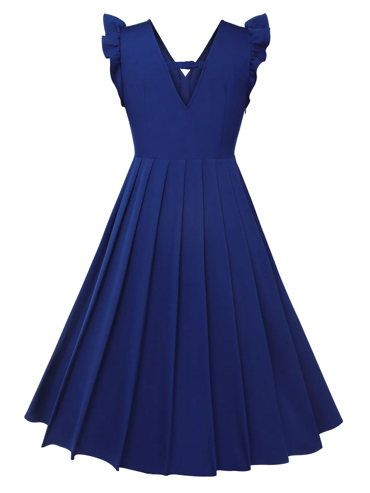 Blue 1950s Pleated Ruffles Vest Dress sold by Retro Stage product image thumbnail 4