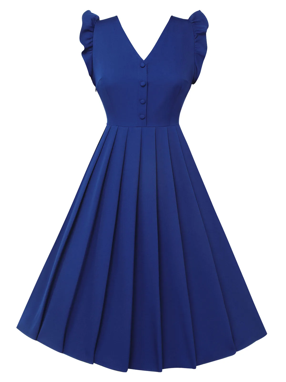 Blue 1950s Pleated Ruffles Vest Dress sold by Retro Stage product image thumbnail 2