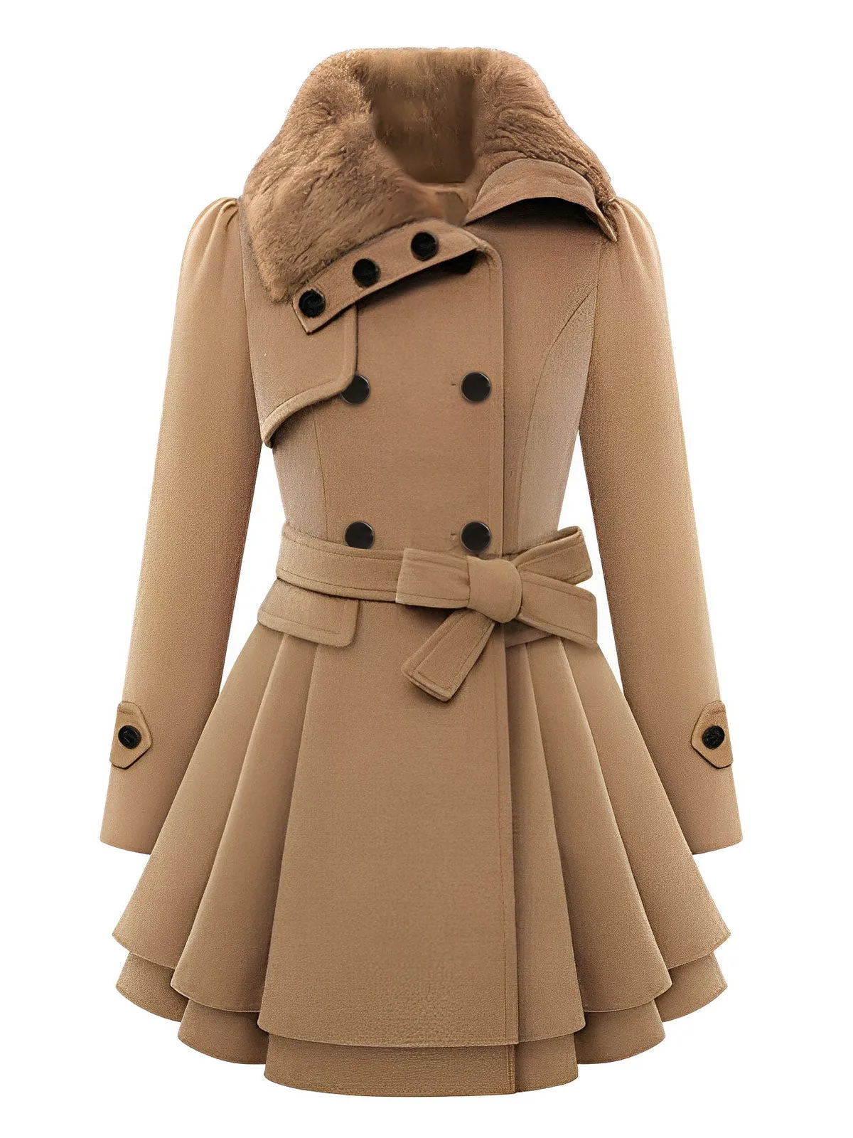 1950s Fur Collar Waisted Winter Coat sold by Retro Stage product image thumbnail 4