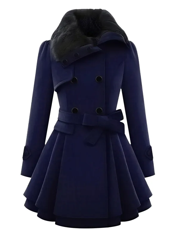 1950s Fur Collar Waisted Winter Coat sold by Retro Stage