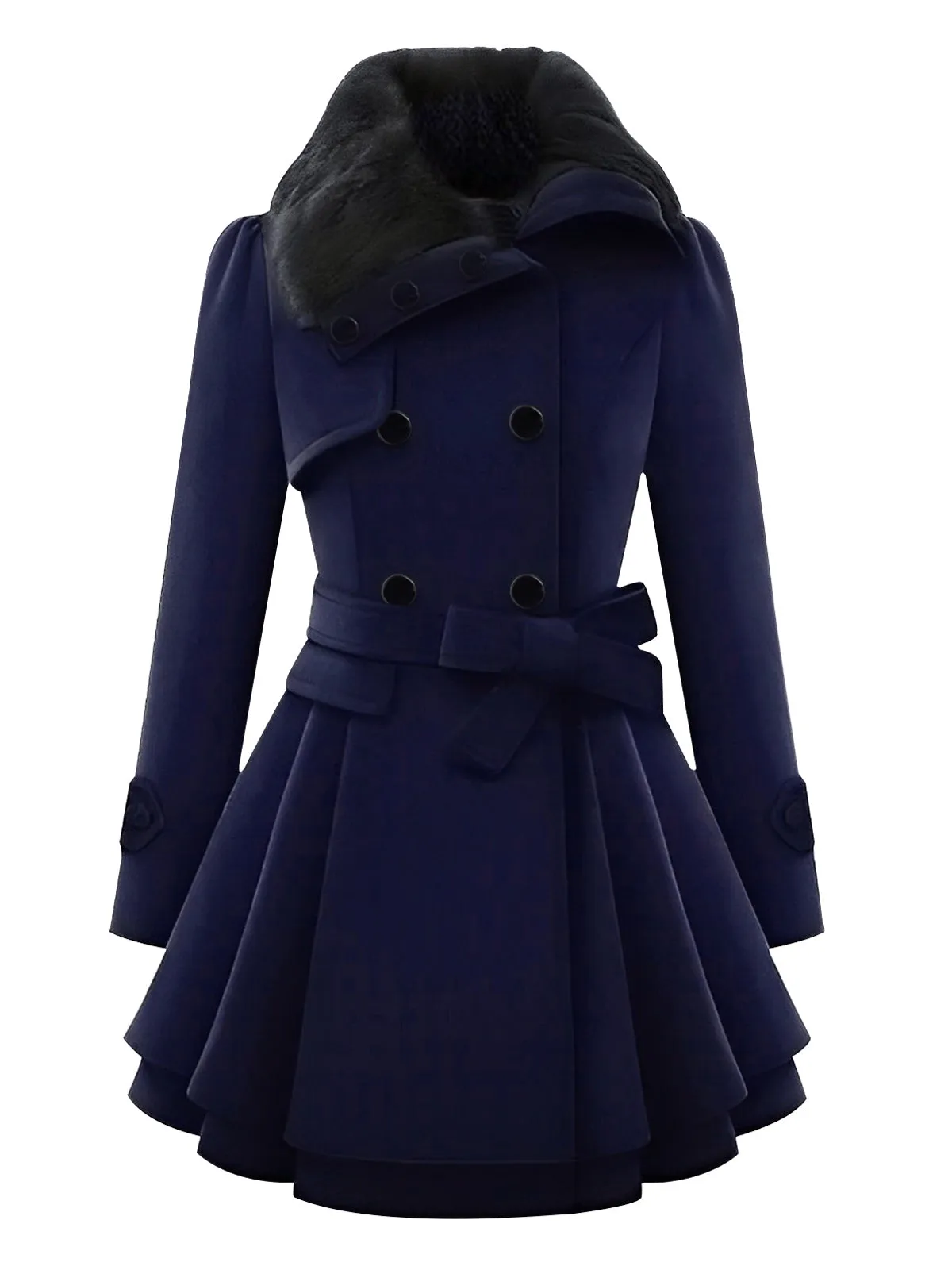 1950s Fur Collar Waisted Winter Coat sold by Retro Stage