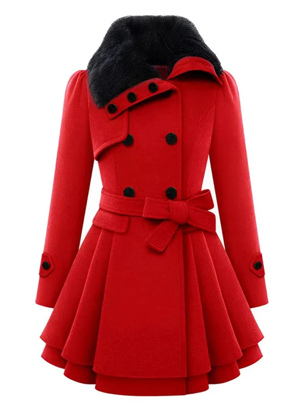 1950s Fur Collar Waisted Winter Coat sold by Retro Stage