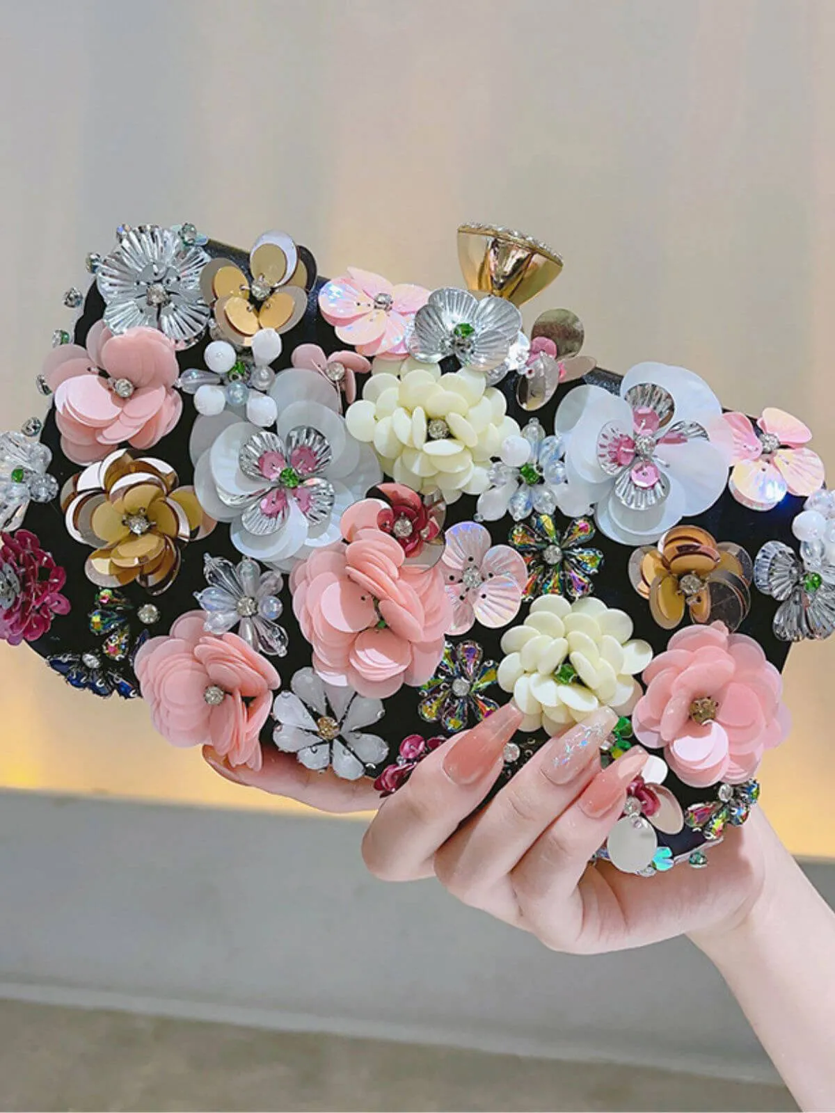 Vintage Flower Decor Clutch Bag sold by Retro Stage product image thumbnail 4