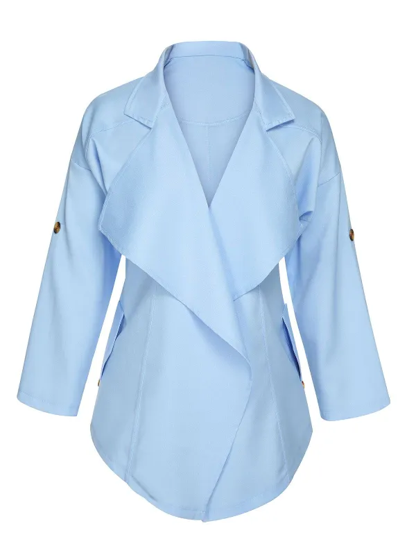Light Blue 1950s Irregular Suit Collar Jacket sold by Retro Stage