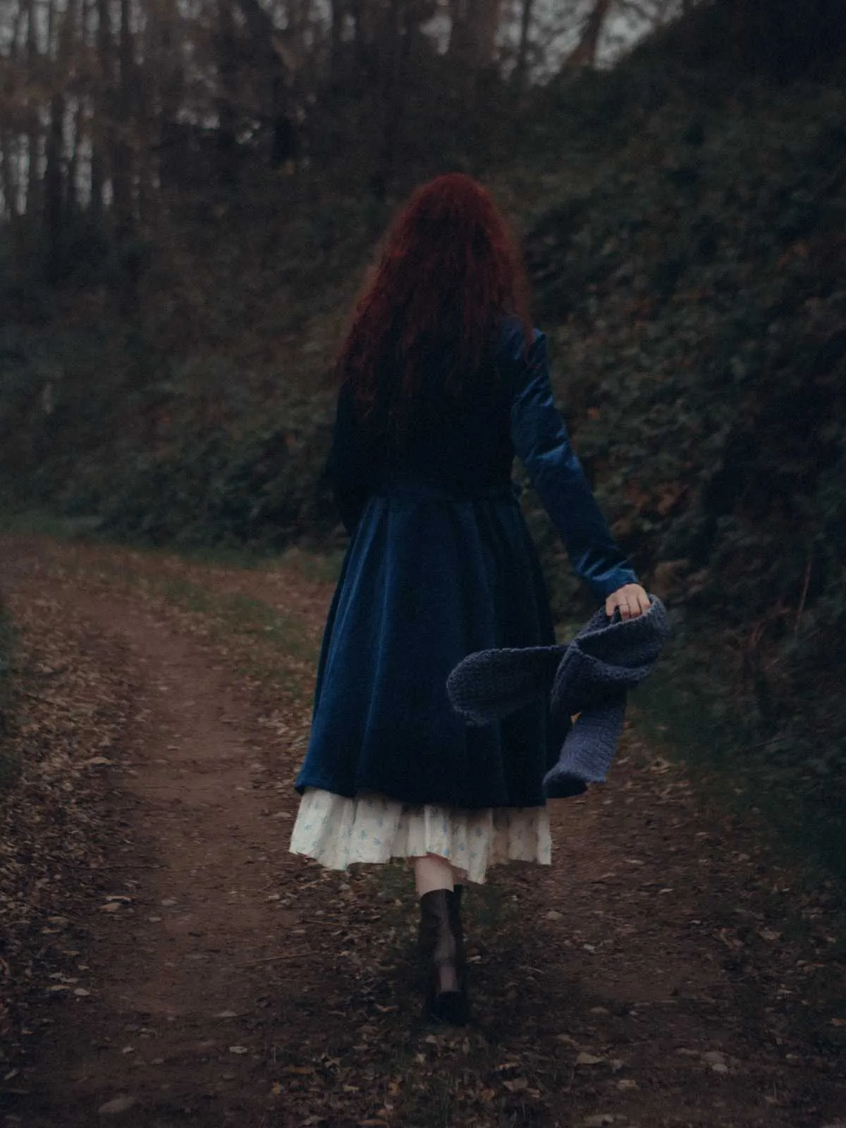 Navy Blue 1950s Corduroy Long Coat sold by Retro Stage product image thumbnail 2