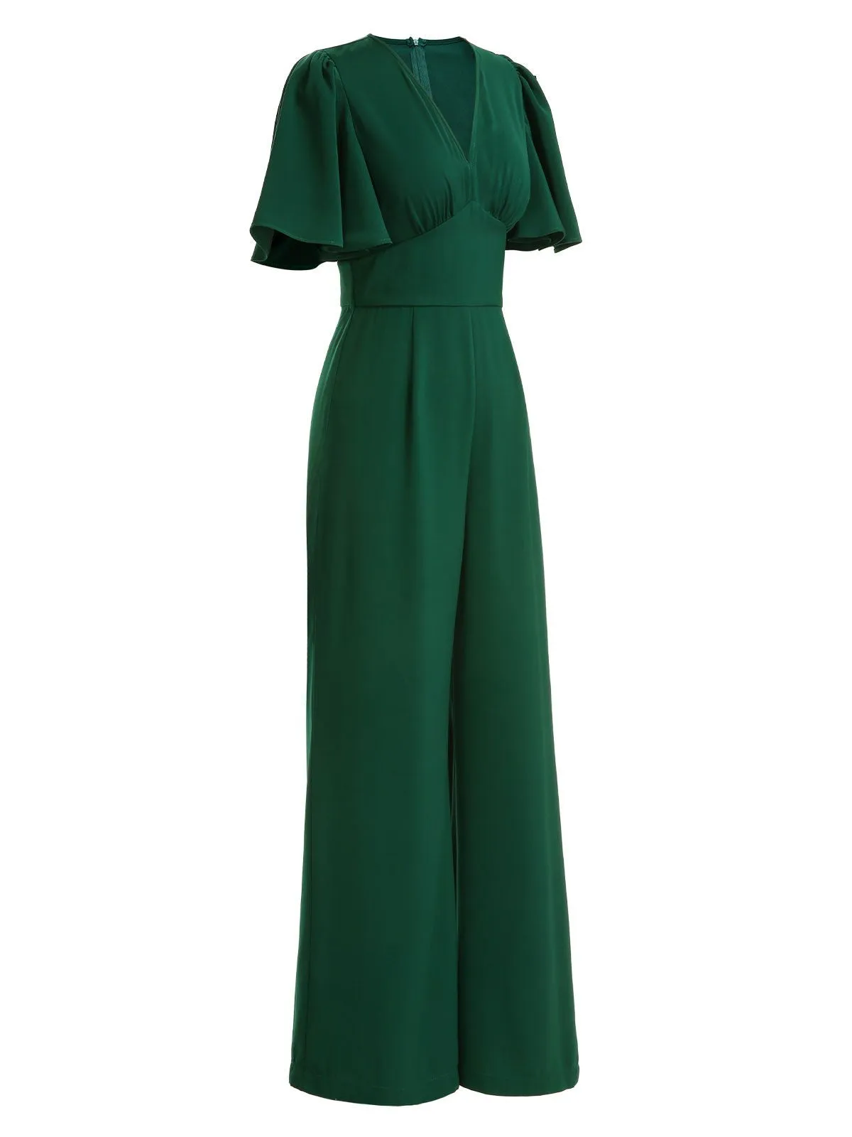 Green 1930s Solid V-Neck Jumpsuit sold by Retro Stage product image thumbnail 3