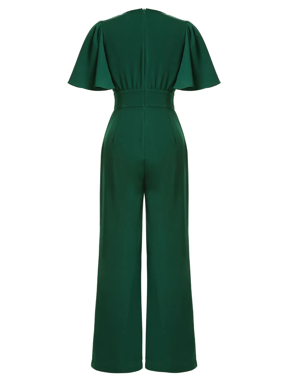 Green 1930s Solid V-Neck Jumpsuit sold by Retro Stage product image thumbnail 4