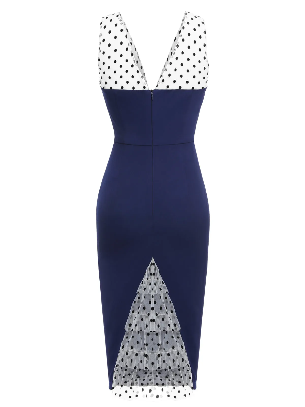 Dark Blue 1960s Patchwork Pencil Dress sold by Retro Stage product image thumbnail 4