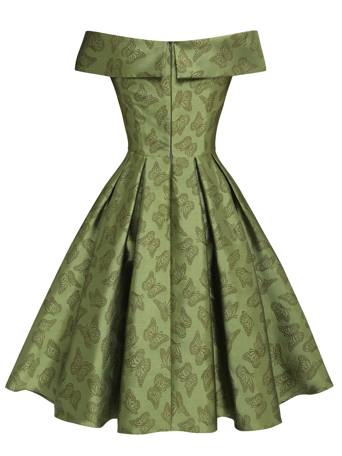 Green 1950s Off-Shoulder Vintage Dress sold by Retro Stage product image thumbnail 5