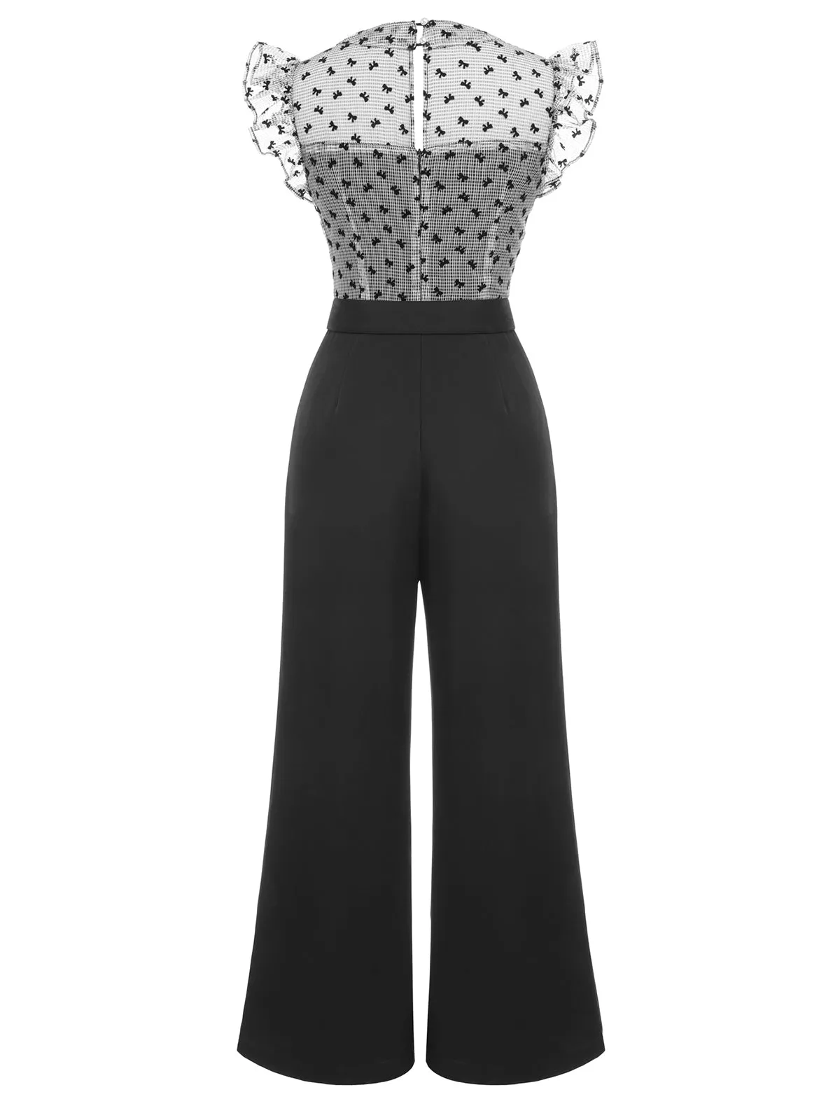 Black 1930s Mesh Bow-knot Patchwork Jumpsuit sold by Retro Stage product image thumbnail 4