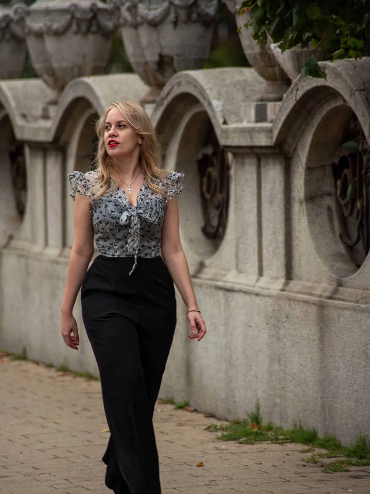 Black 1930s Mesh Bow-knot Patchwork Jumpsuit sold by Retro Stage