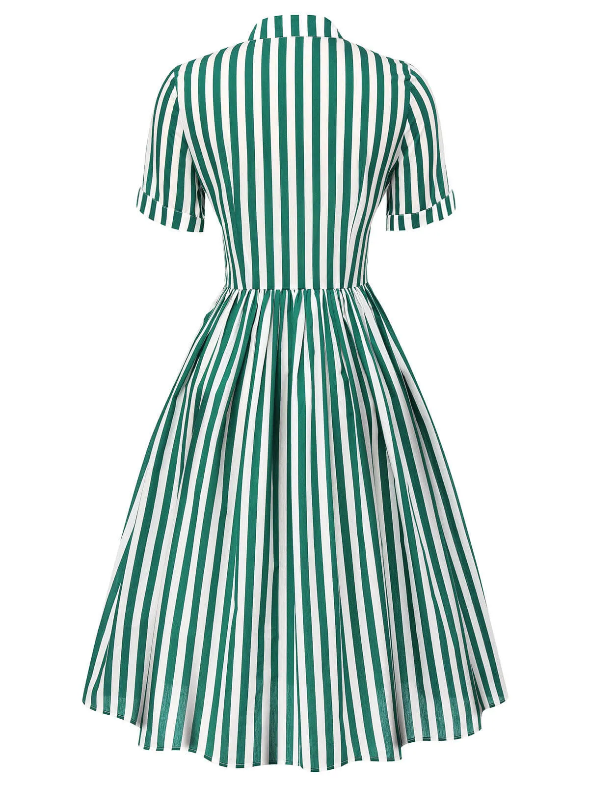 Dark Green 1950s Tie Neck Striped Dress sold by Retro Stage product image thumbnail 4