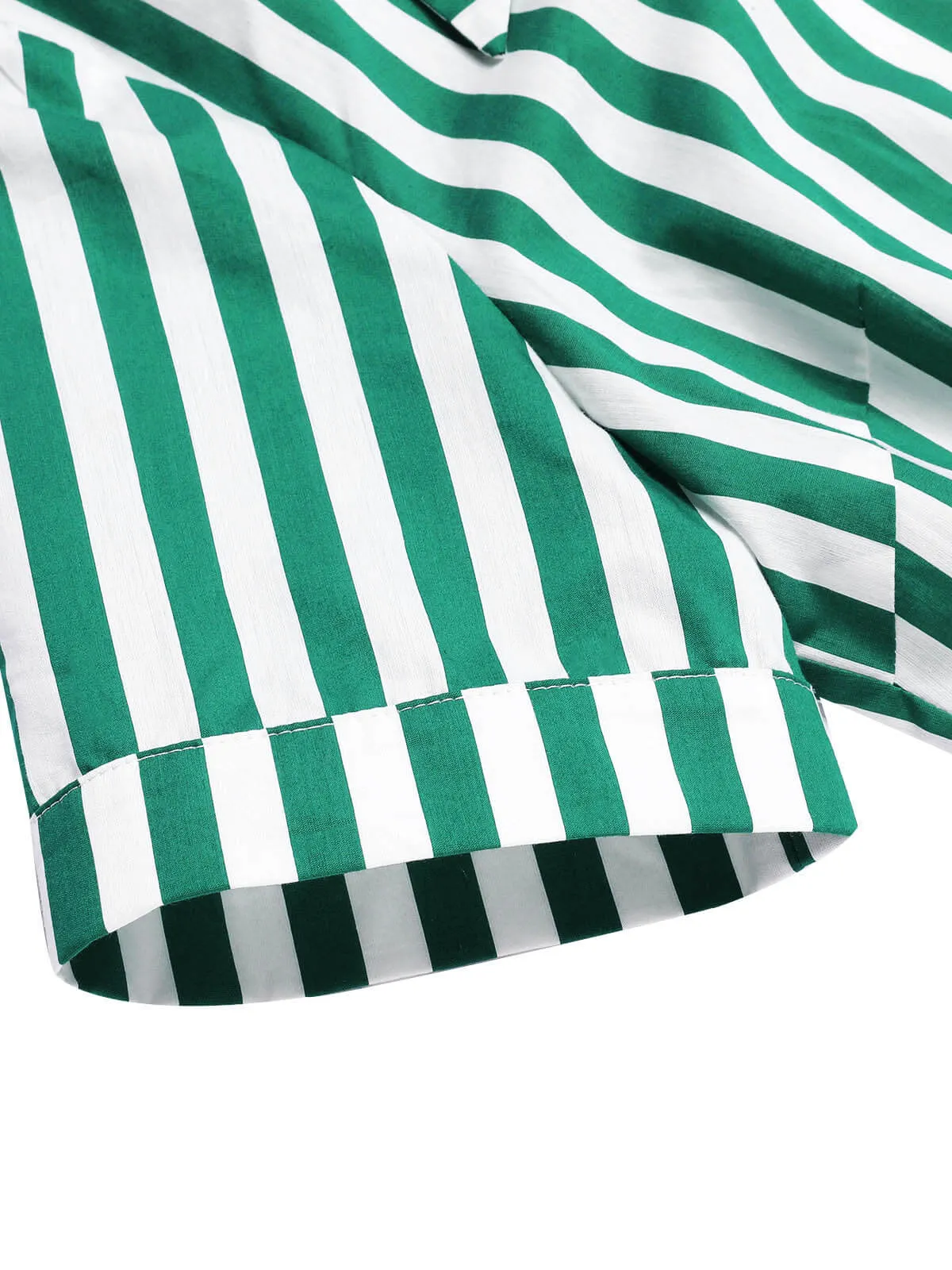 Dark Green 1950s Tie Neck Striped Dress sold by Retro Stage product image thumbnail 5