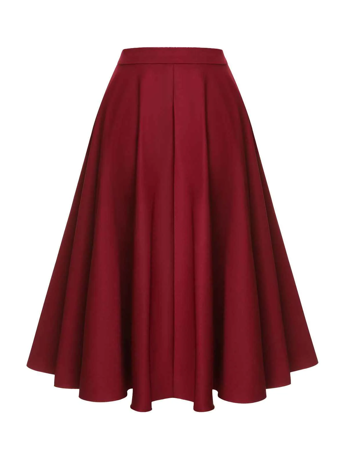 Red 1940s Buttoned Solid Skirt sold by Retro Stage product image thumbnail 4