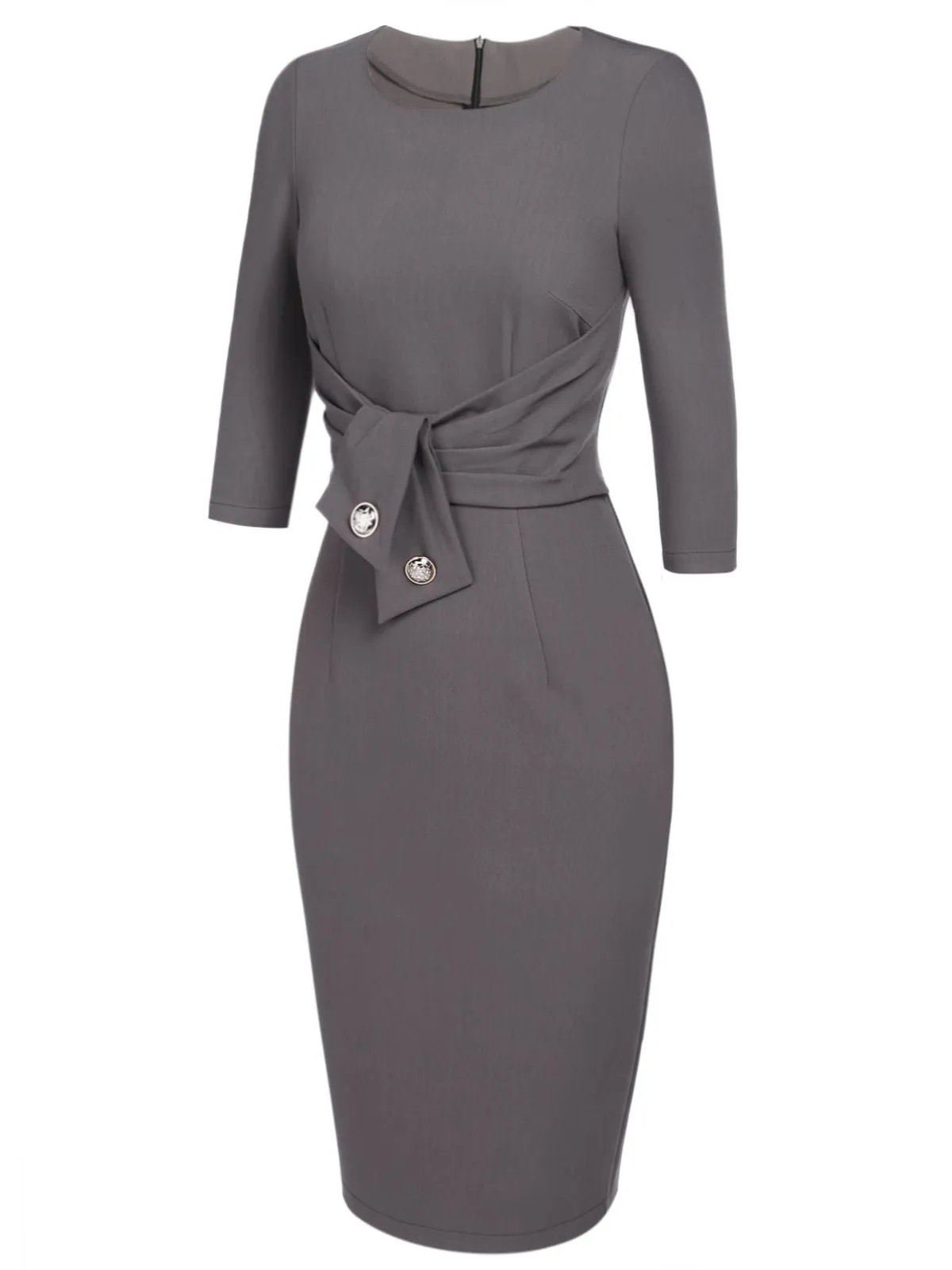 Gray 1960s Belt Solid Pencil Dress sold by Retro Stage product image thumbnail 3
