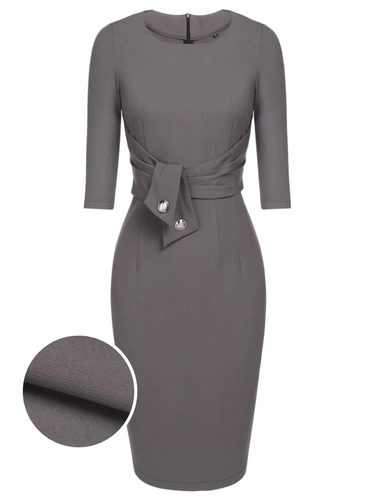 Gray 1960s Belt Solid Pencil Dress sold by Retro Stage