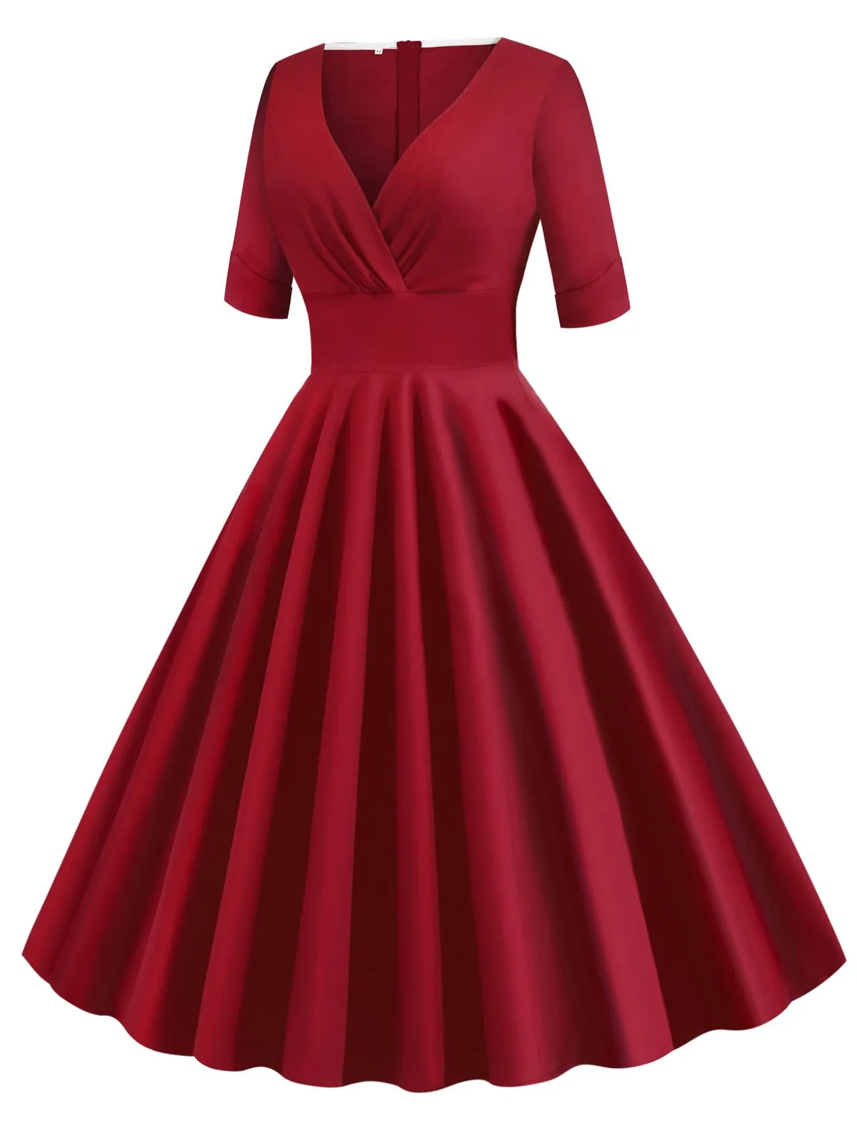 1950s Solid Sweetheart Fold Swing Dress sold by Retro Stage product image thumbnail 3