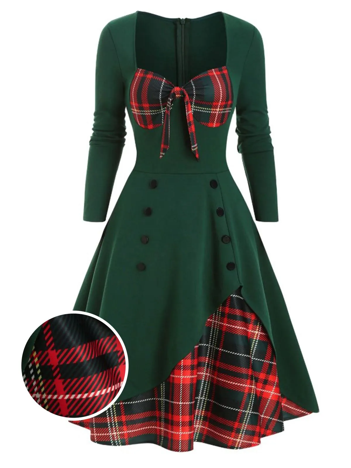 1950s Sweetheart Plaid Patchwork Dress sold by Retro Stage product image thumbnail 2