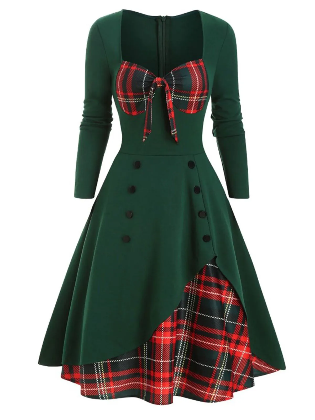 1950s Sweetheart Plaid Patchwork Dress sold by Retro Stage product image thumbnail 3