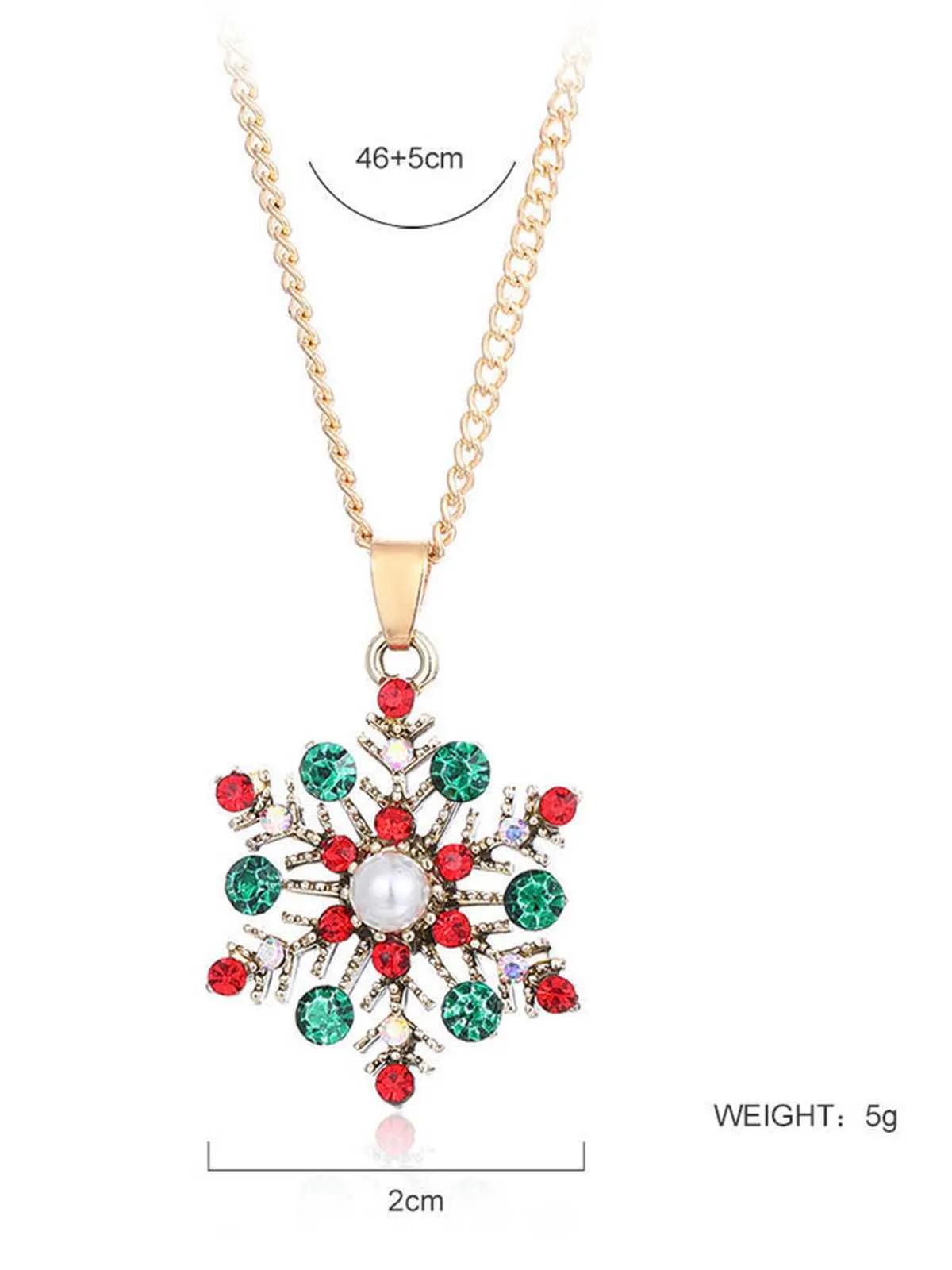 Christmas Alloy Diamond Snowflake Necklace Earring Set sold by Retro Stage product image thumbnail 5