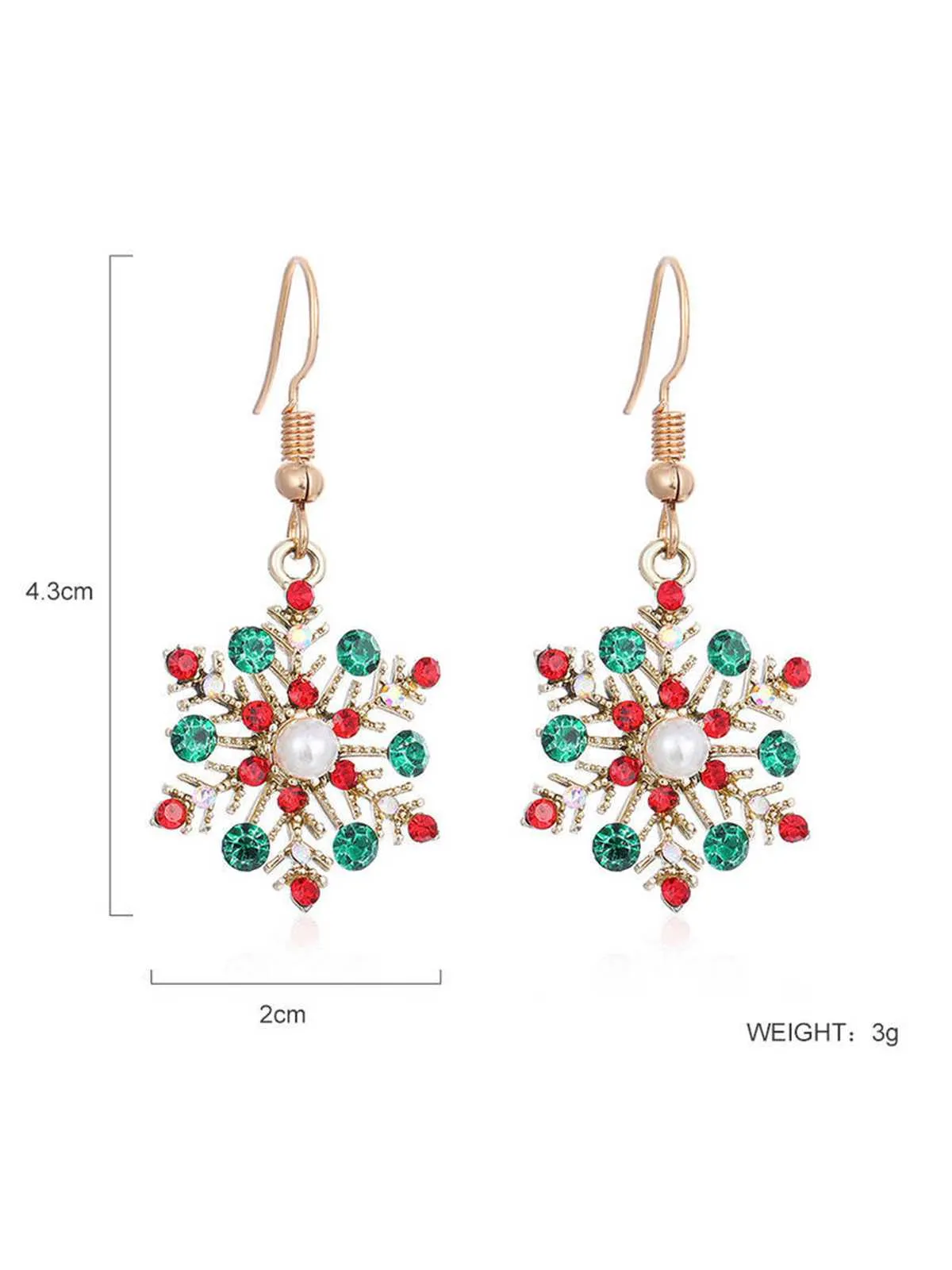 Christmas Alloy Diamond Snowflake Necklace Earring Set sold by Retro Stage product image thumbnail 4