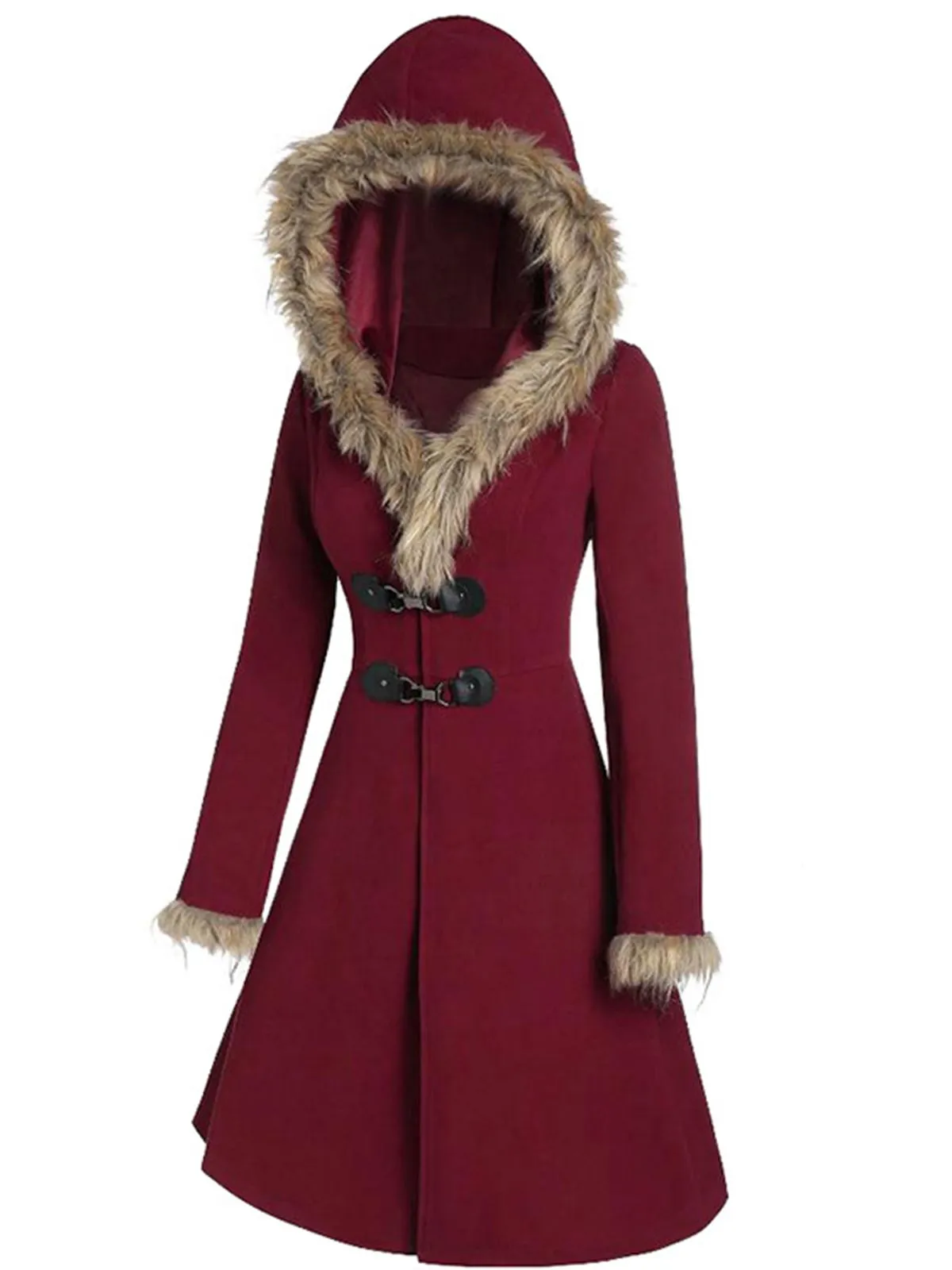 1950s Solid Buckle Fur Trimmed Coat sold by Retro Stage product image thumbnail 3