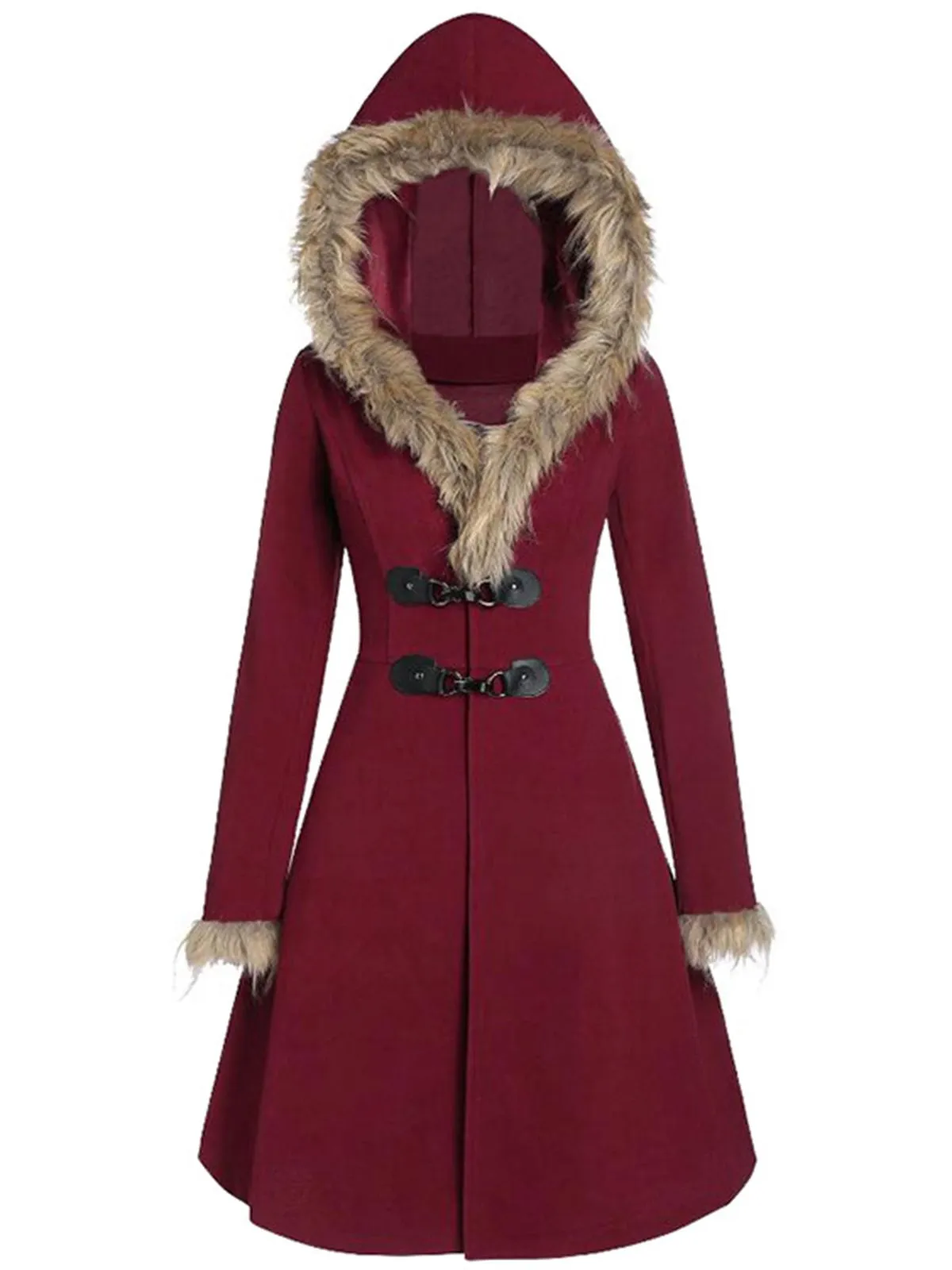 1950s Solid Buckle Fur Trimmed Coat sold by Retro Stage