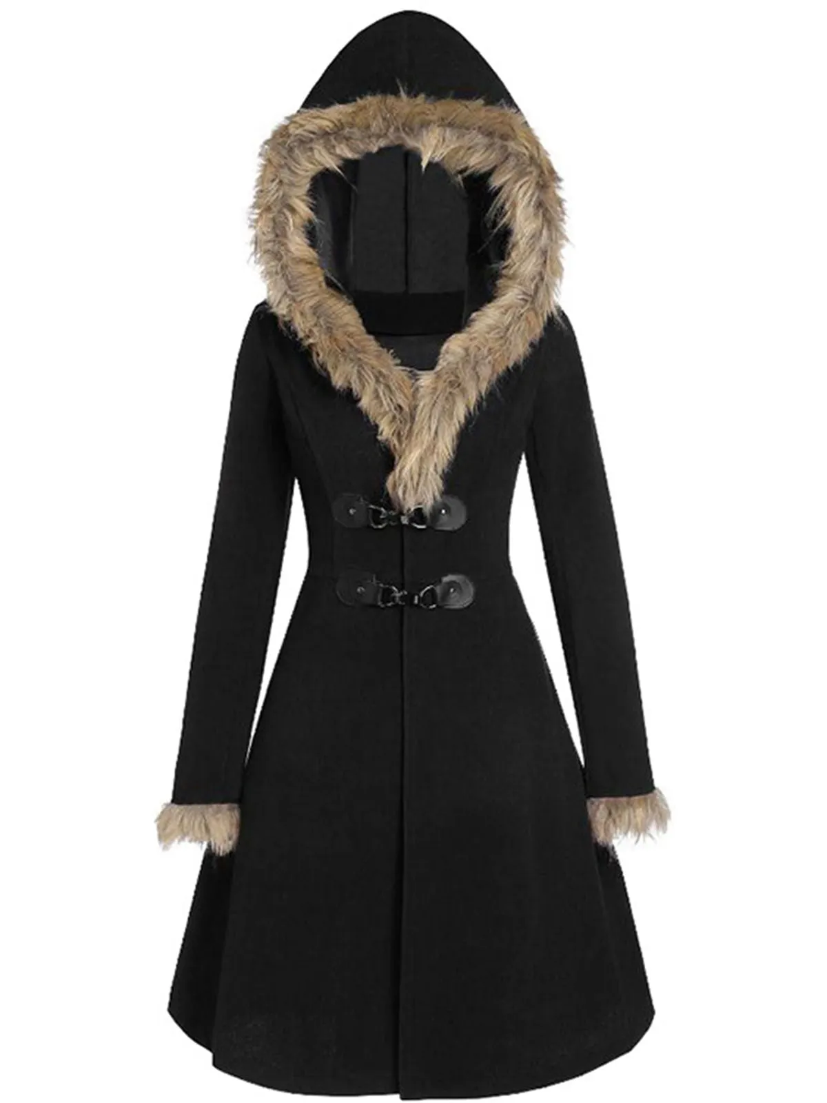 1950s Solid Buckle Fur Trimmed Coat sold by Retro Stage product image thumbnail 5