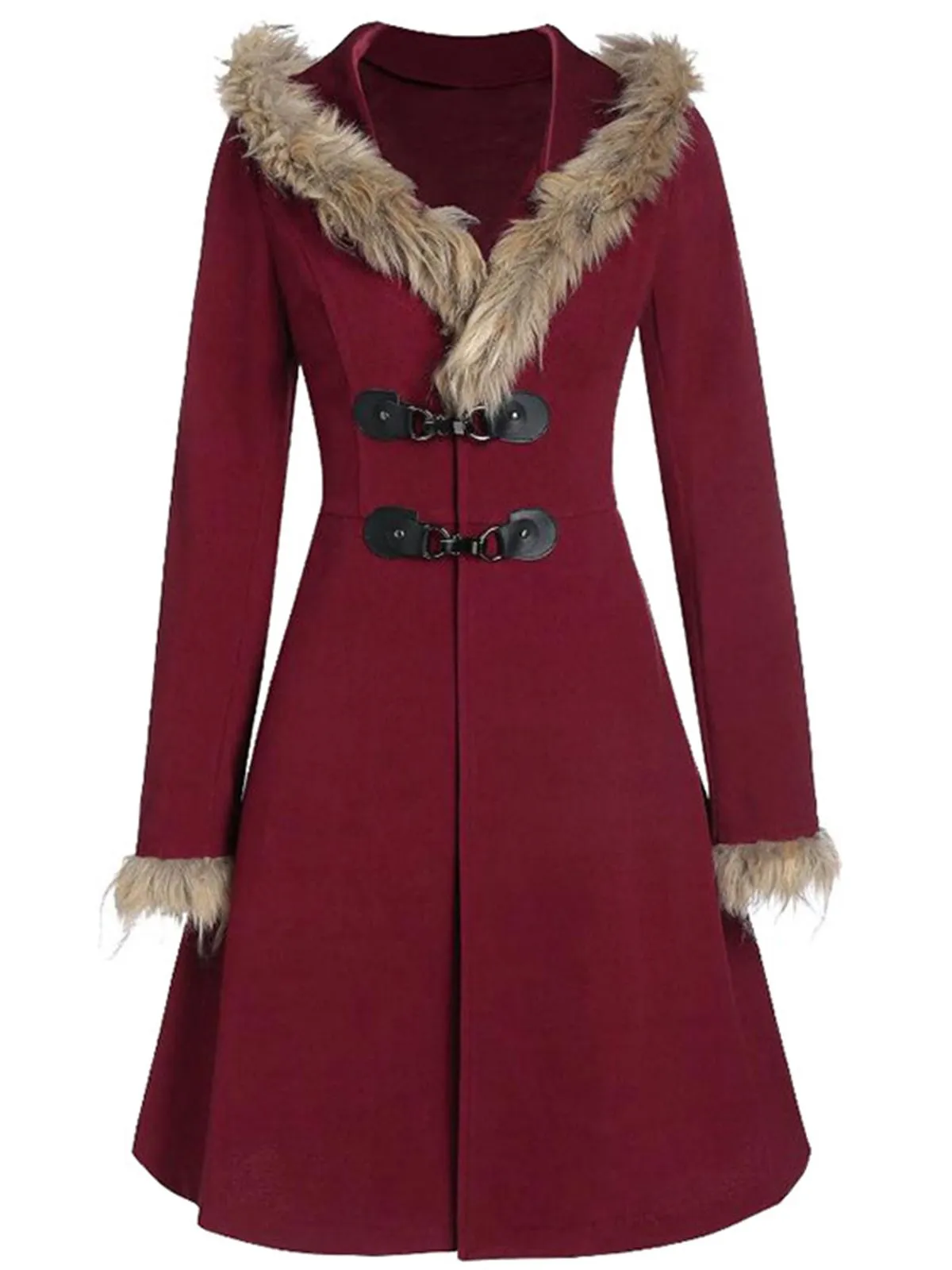 1950s Solid Buckle Fur Trimmed Coat sold by Retro Stage product image thumbnail 2