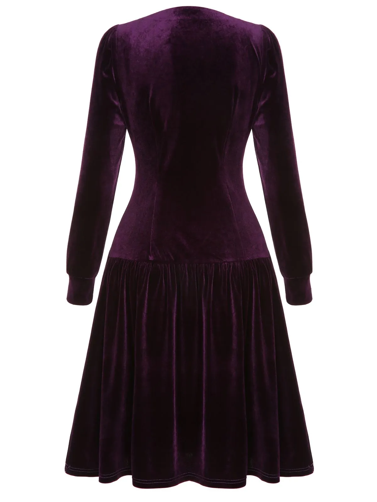 Purple 1940s Solid Velvet Buttons Dress sold by Retro Stage product image thumbnail 4