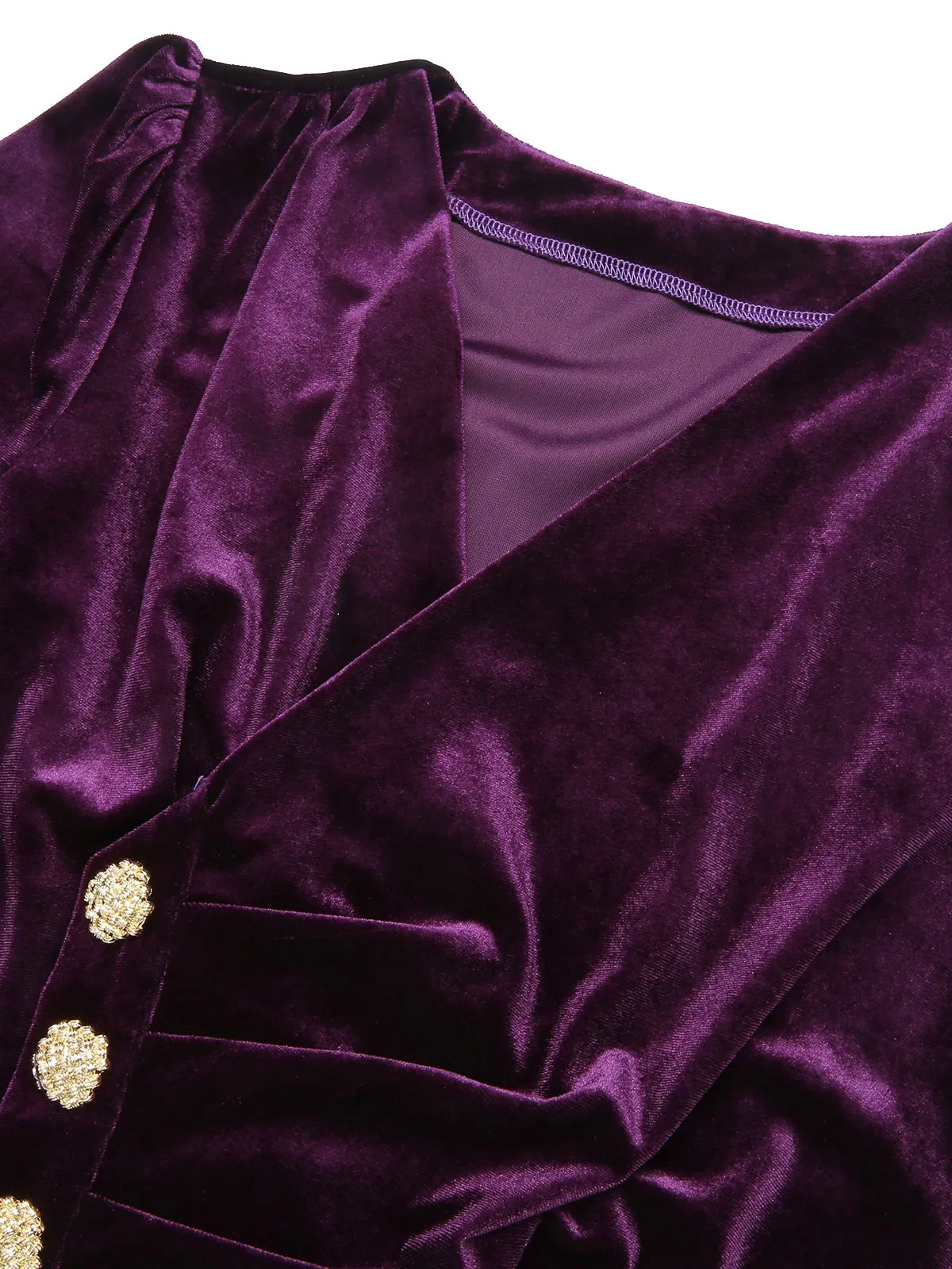 Purple 1940s Solid Velvet Buttons Dress sold by Retro Stage product image thumbnail 5