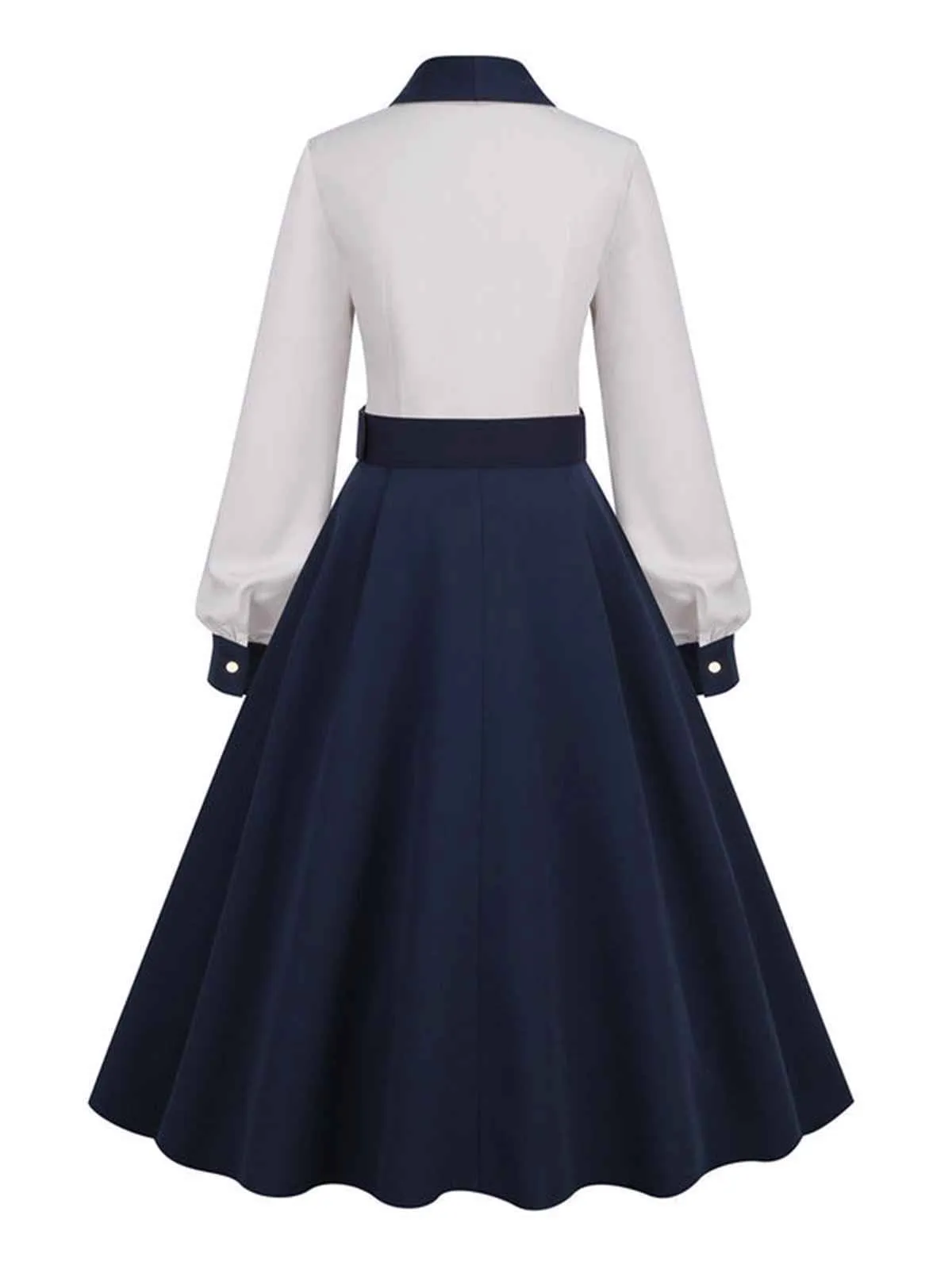 Blue & White 1950s Solid Patchwork Dress sold by Retro Stage product image thumbnail 4